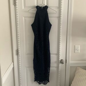 Quiz Navy lace high neck dress. Fits US size 4